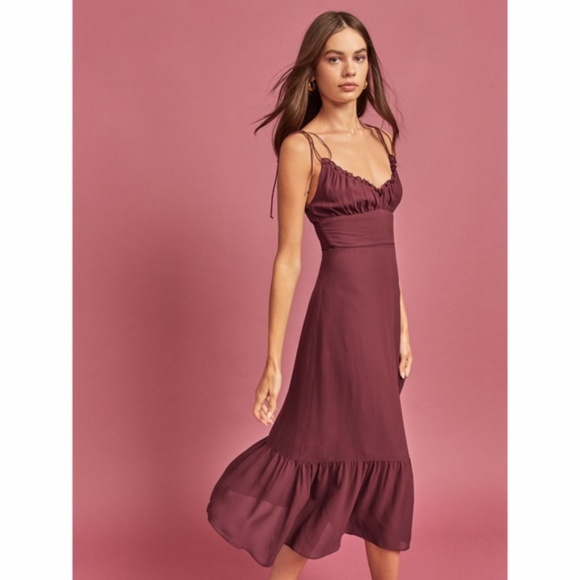 NEW Reformation Embry Dress Plum 10 - Picture 16 of 17